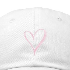 DALIX Hand Drawn Heart Hat Womens Embroidered Baseball Cap White