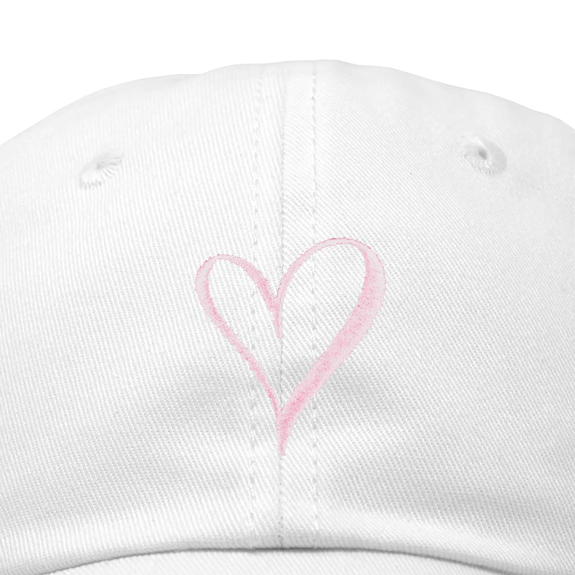 DALIX Hand Drawn Heart Hat Womens Embroidered Baseball Cap White