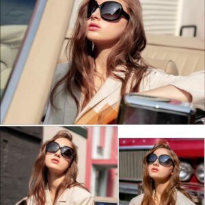 Oversized Polarized for Women Sunglasses Retro Classic Shades for Ladies Sunglasses Gradient Black