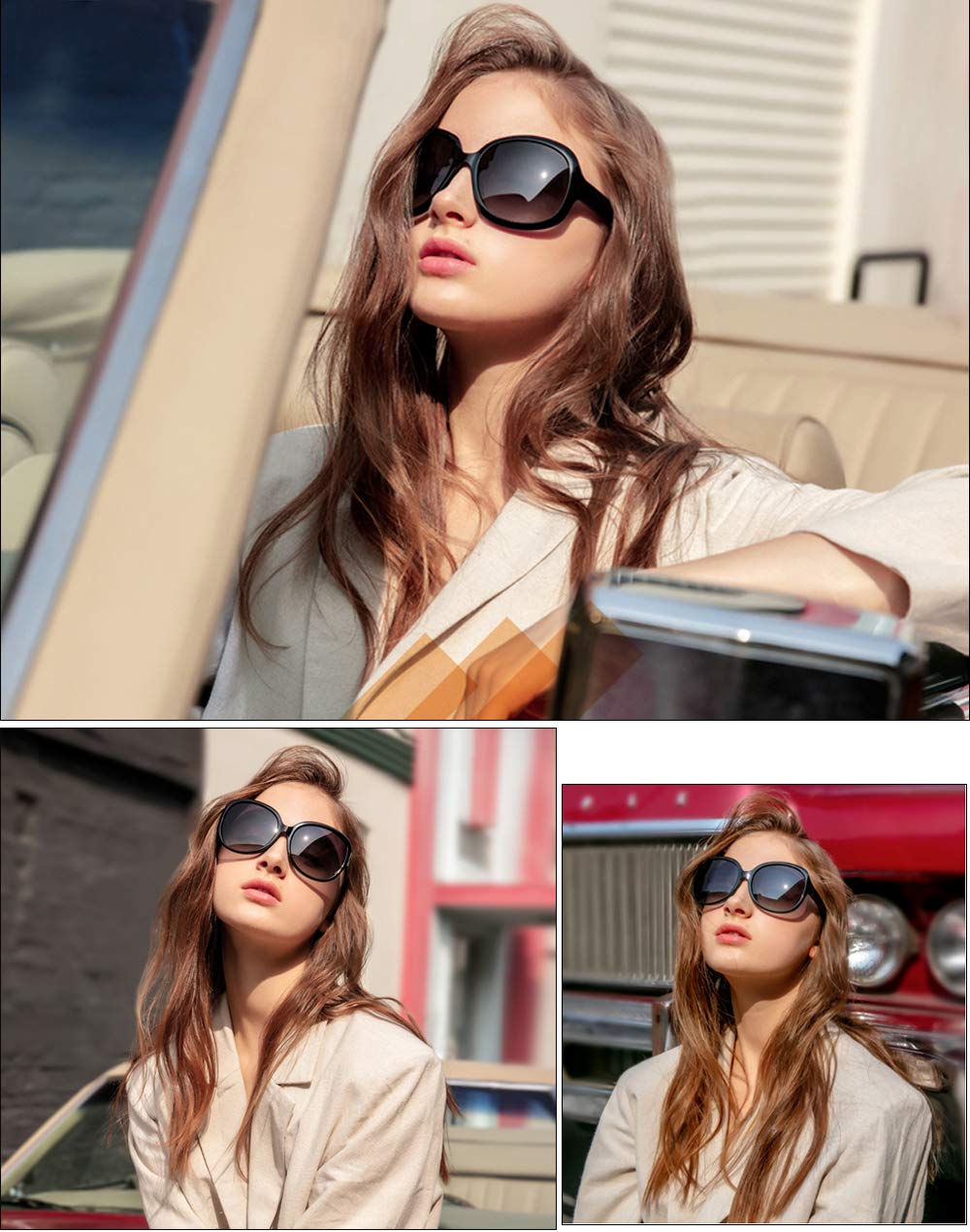 Oversized Polarized for Women Sunglasses Retro Classic Shades for Ladies Sunglasses Gradient Black