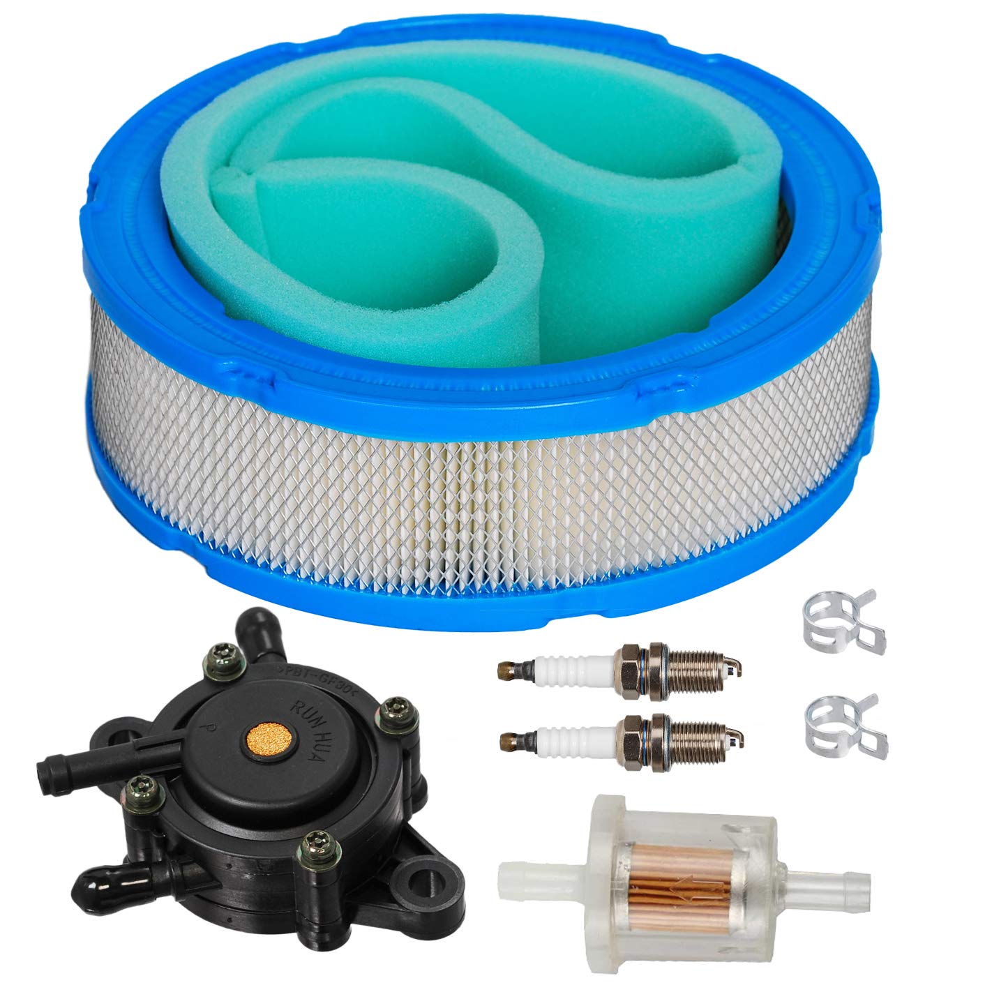 HIFROM LG394018JD Air Filter LG272490S Pre-Filter Fuel Pump Filter Spark Plug Tune Up Kit Compatible with John Deere LX288 LT166 LT170 GT235 SST16 SST18 LTR155 LTR166 GT235 GT235E Lawn Mower