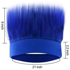 Sunshane 2 Pack Hairy Headband Crazy Hair Wigs for Mardi Gras Cosplay Sports Party and Spirit Day Accessory (Blue)