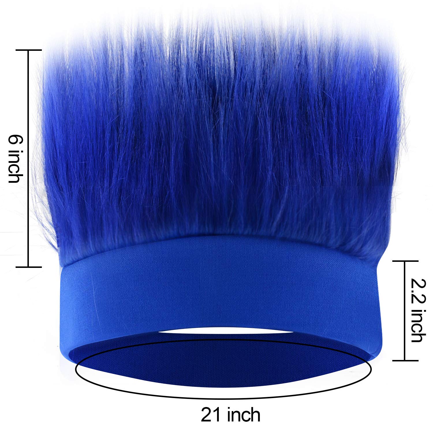 Sunshane 2 Pack Hairy Headband Crazy Hair Wigs for Mardi Gras Cosplay Sports Party and Spirit Day Accessory (Blue)