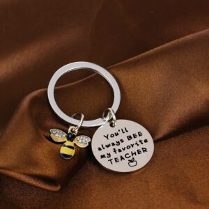 Teacher Gifts From Kids You Will Always Bee My Favorite Teacher Keyring Teacher Appreciation Keychain (Favorite teacher)