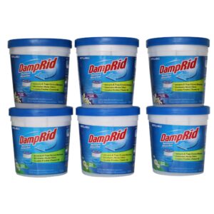 damprid refillable absorber variety pack, 10.5 oz. cups, 6 pack, 3 fresh scent, 3 lavender vanilla, traps moisture for fresher, cleaner air