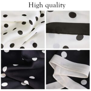 SOJOS Vintage Bandanas Square Silk Neck Scarf Polka Dot Scarfs for Women 2 Pack 27'' x 27'' Neckerchief Grace SC317 with White(Black Dot) + Black(White Dot) 2 Scarves