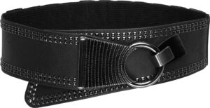 blackbutterfly wide elastic stretch retro metal interlock buckle belt (black, us 10-12)