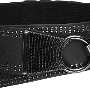 BlackButterfly Wide Elastic Stretch Retro Metal Interlock Buckle Belt (Black, US 10-12)