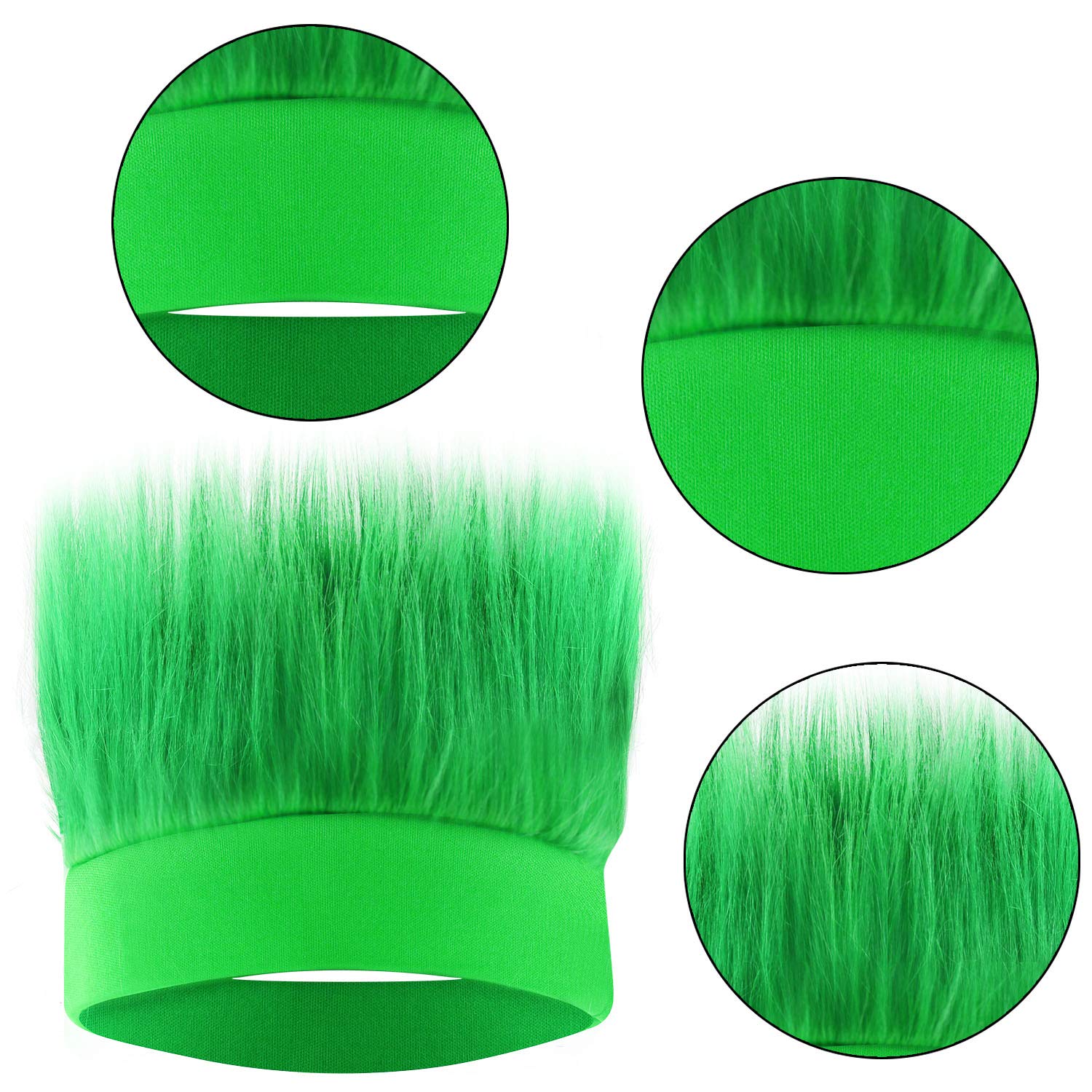 Sunshane 2 Pack Hairy Headband Crazy Hair Wigs for Mardi Gras Cosplay Sports Party and Spirit Day Accessory (Green)