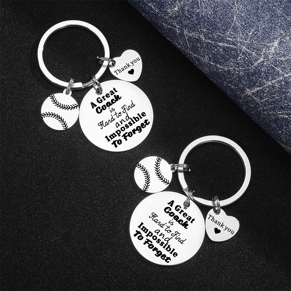 2 Pcs Softball Coach Keychain Softball Coach gifts Great Coach is Hard to Find and Impossible to Forget Keychain Gift for Softball Baseball Coach Baseball coach gifts