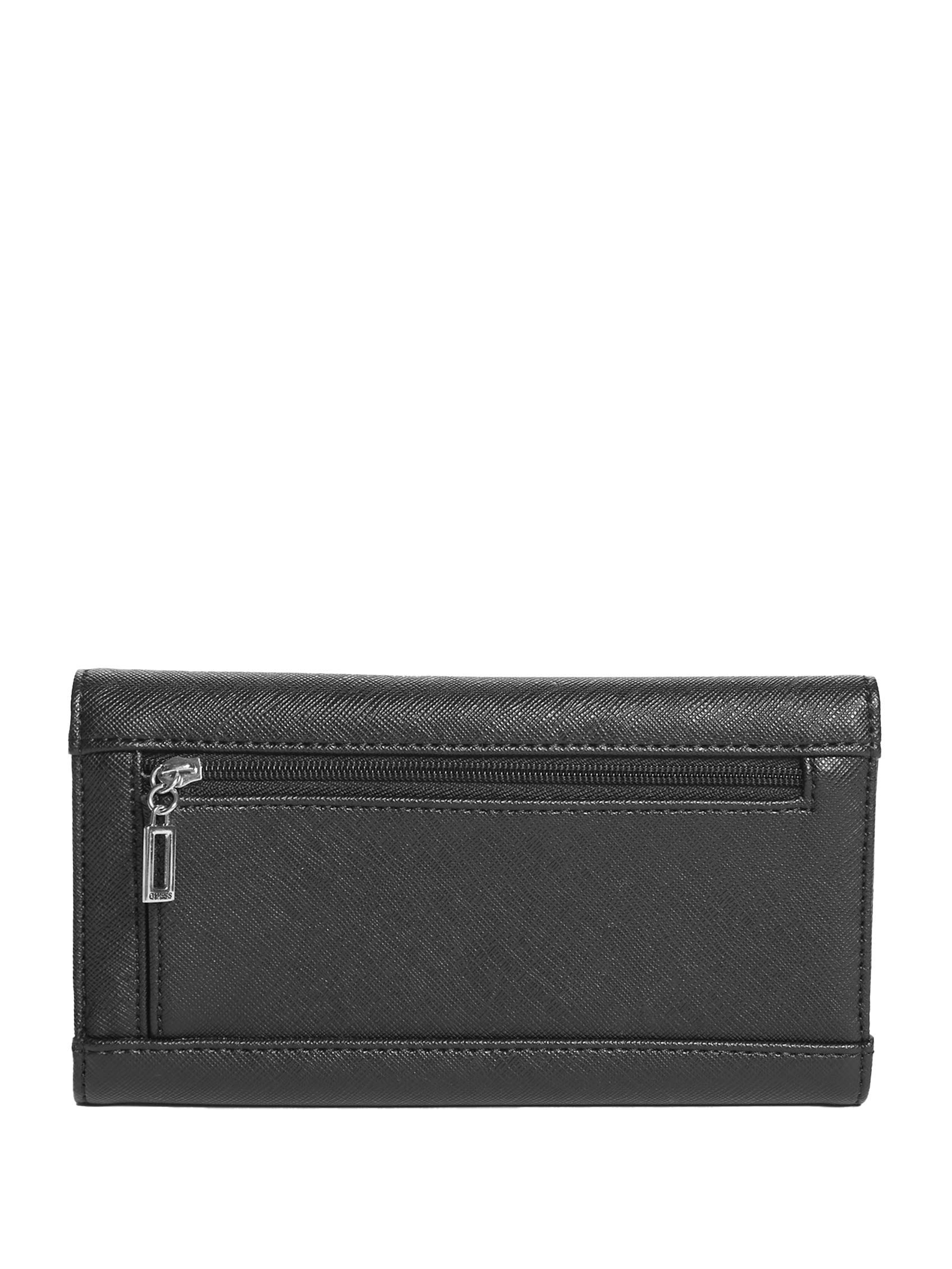 GUESS Factory Women's Abree Logo Saffiano Slim Trifold Wallet