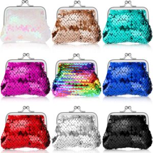 boao 9 pieces sequin coin purses reversible sequins mini wallets magic flip sequins wallets purses for party favors gifts