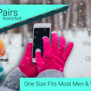 Winter Magic Gloves, 12 Pairs Stretchy Warm Knit Bulk Pack Mens Womens