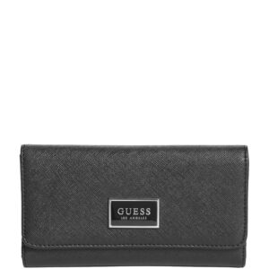 GUESS Factory Women's Abree Logo Saffiano Slim Trifold Wallet