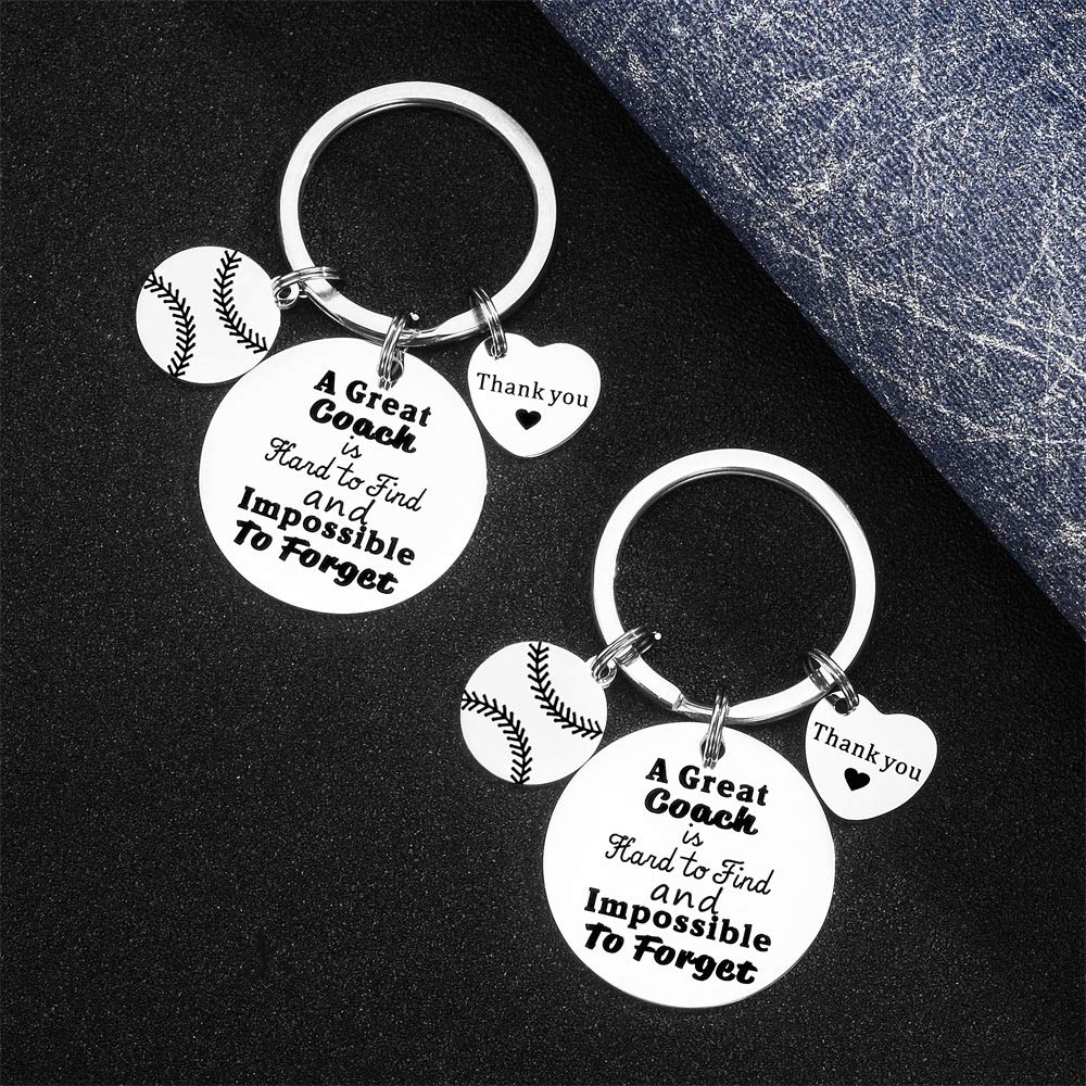 2 Pcs Softball Coach Keychain Softball Coach gifts Great Coach is Hard to Find and Impossible to Forget Keychain Gift for Softball Baseball Coach Baseball coach gifts