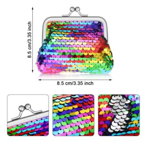 Boao 9 Pieces Sequin Coin Purses Reversible Sequins Mini Wallets Magic Flip Sequins Wallets Purses for Party Favors Gifts