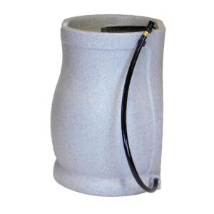 FCMP Outdoor Catalina 45-Gallon Rain Barrel – BPA-Free Flat-Back Design with 3.5 Foot Garden Hose, Shut-Off Thumb Valve, and Fixed Lid, Light Granite