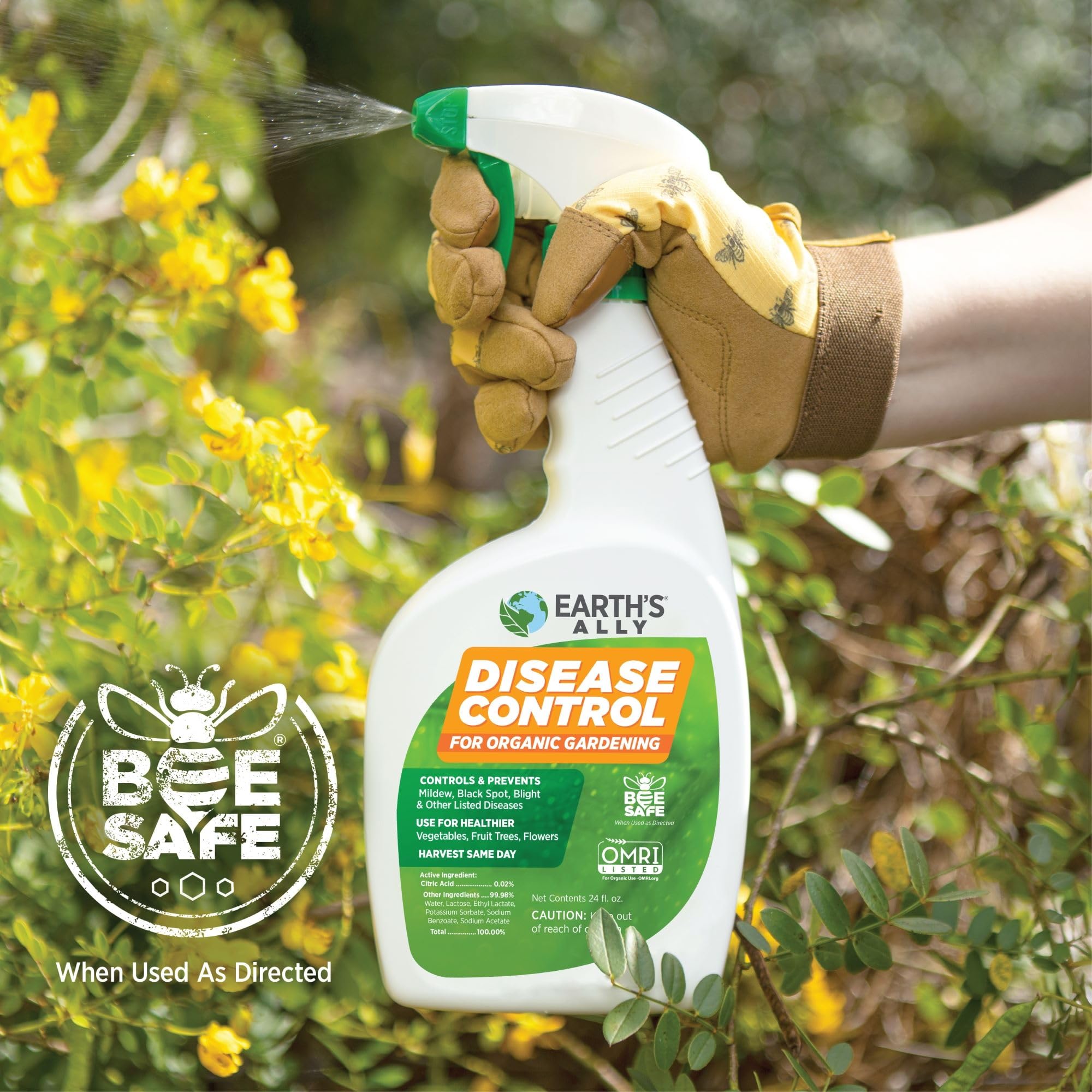 Earth's Ally Disease Control for Plants Ready-to-Use 24 oz | Fungicide Spray Treatment for Powdery Mildew, Blight, Black Spot, Fungus - Use for Plant & Rose Diseases & More