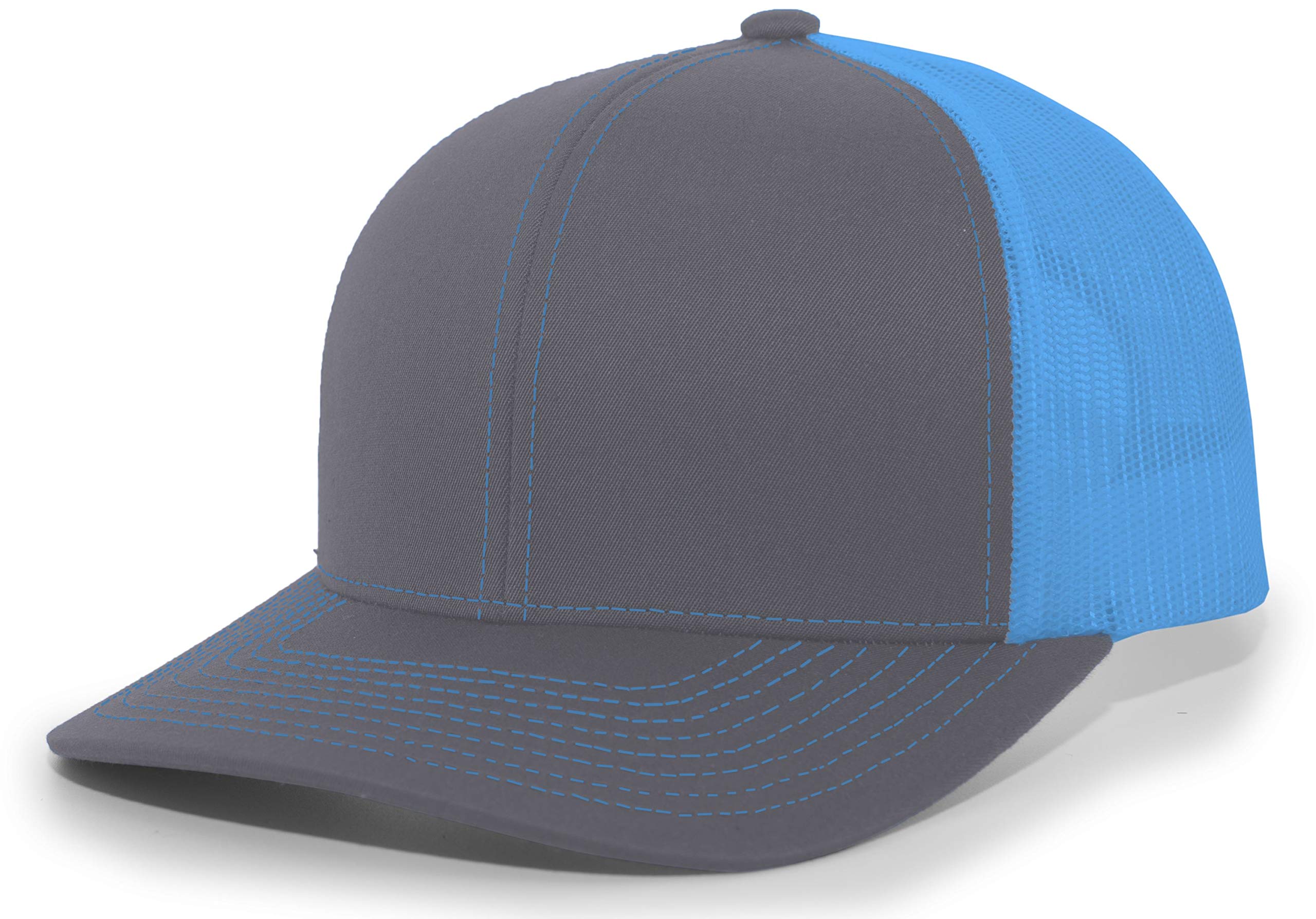 Pacific Headwear Snapback Trucker: Stylish Unisex Cap for All-Day Comfort, Graphite/Neon Blue/Graphite OS