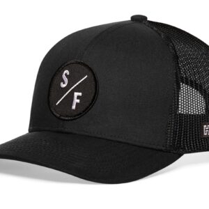 HAKA San Francisco Hat – S/F Trucker Hat for Men & Women, Adjustable Baseball Cap, Mesh Snapback, Outdoor Golf Hat - Black