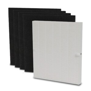 natural breeze replacement hepa filter & 4 carbon pre-filter compatible with winix 115115 for use in winix 5300, 6300, c535 air purifier