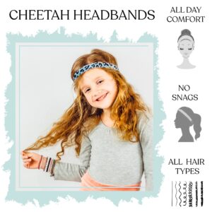 FROG SAC 4 Cheetah Headbands for Girls, Reversible Nonslip Velvet Leopard Print Headband Pack, Elastic Leopard Headbands for Women, Cute Animal Print Hair Accessories for Teens