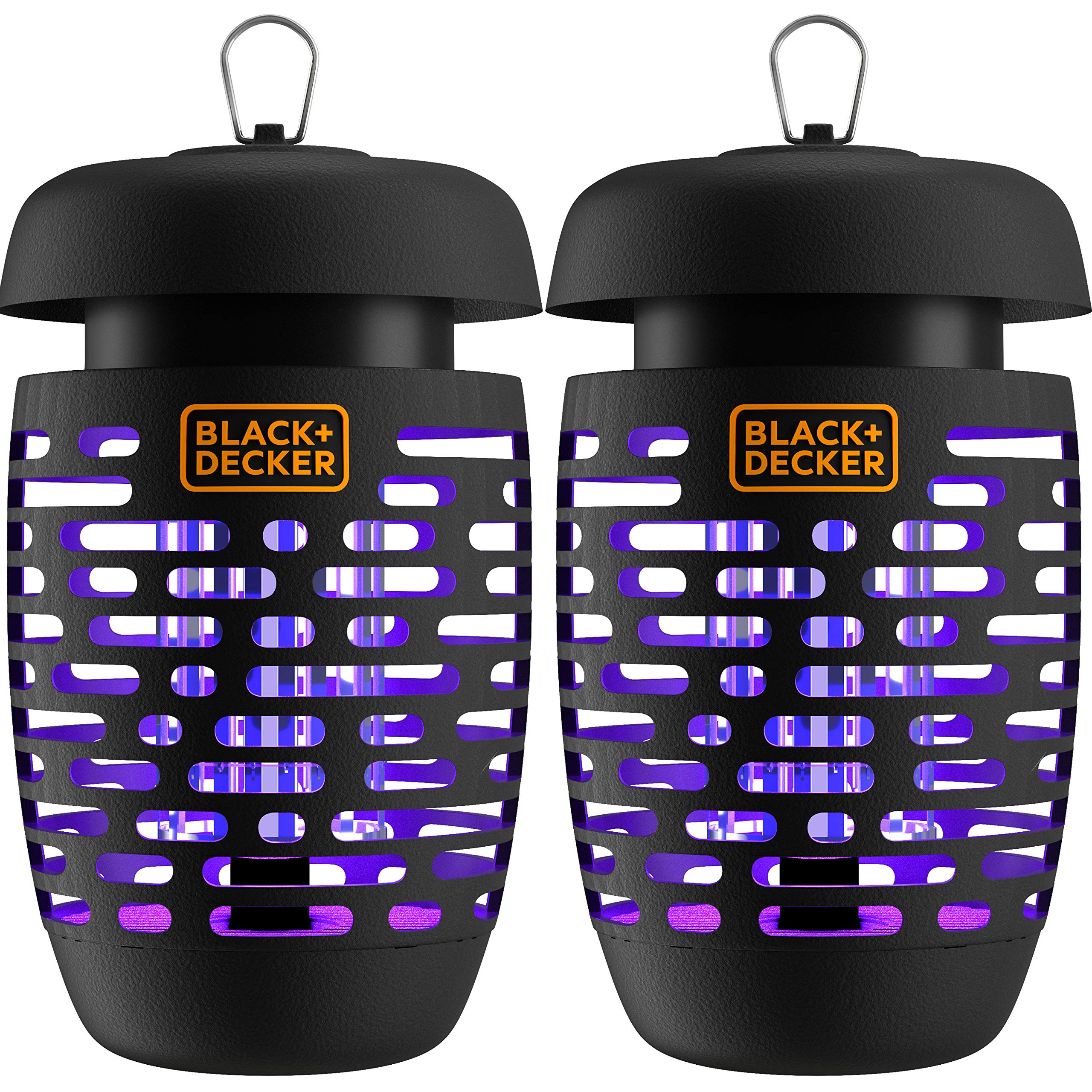 BLACK+DECKER Bug Zapper Electric Lantern with Insect Tray, Cleaning Brush, Light Bulb & Waterproof Design for Indoor & Outdoor Flies, Gnats & Mosquitoes Up to 625 Square Feet- 2 Pack