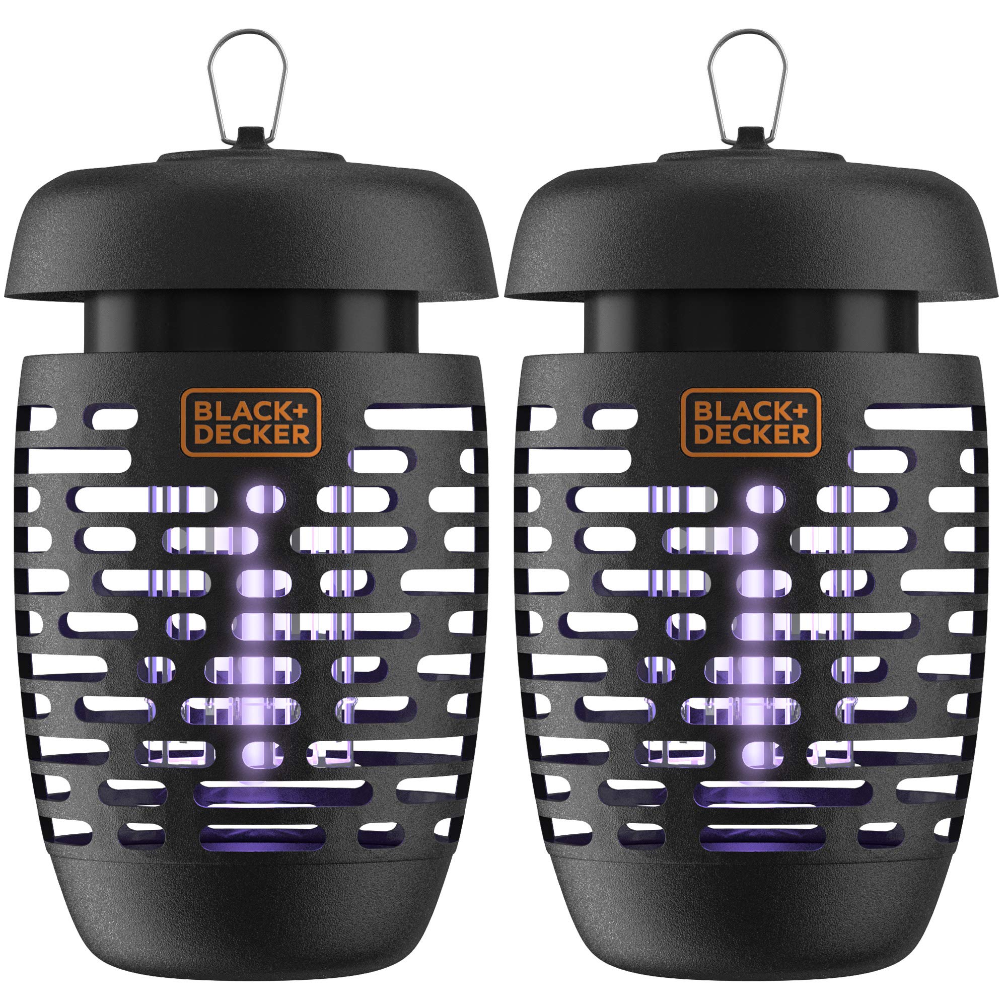 BLACK+DECKER Bug Zapper Electric Lantern with Insect Tray, Cleaning Brush, Light Bulb & Waterproof Design for Indoor & Outdoor Flies, Gnats & Mosquitoes Up to 625 Square Feet- 2 Pack