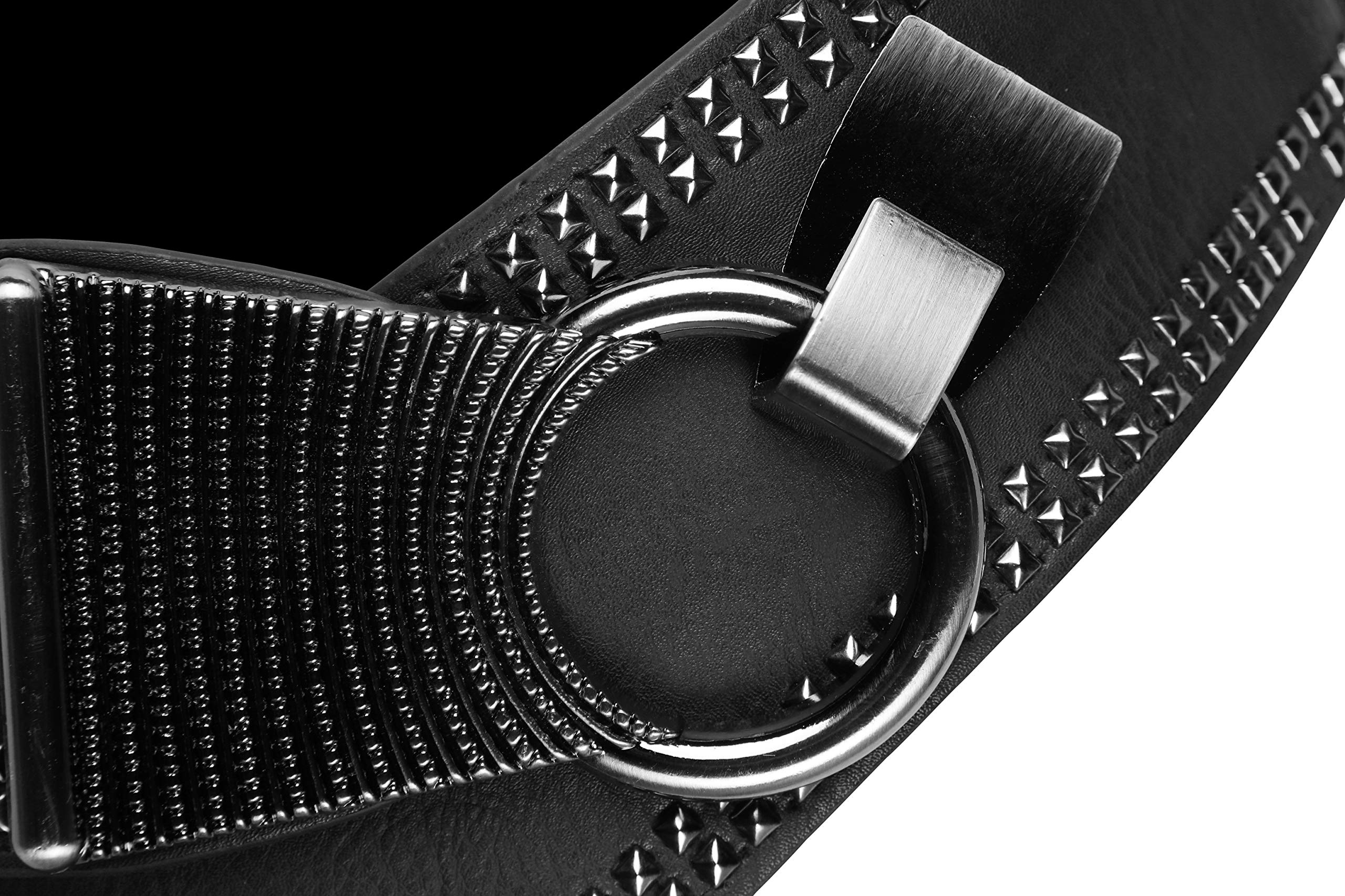 BlackButterfly Wide Elastic Stretch Retro Metal Interlock Buckle Belt (Black, US 10-12)