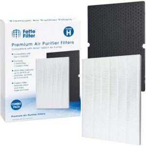 fette filter - premium true hepa replacement filter compatible with winix 116130 filter h for winix air purifier model # 5500-2 & am80 (1 hepa filter + 1 carbon filter)