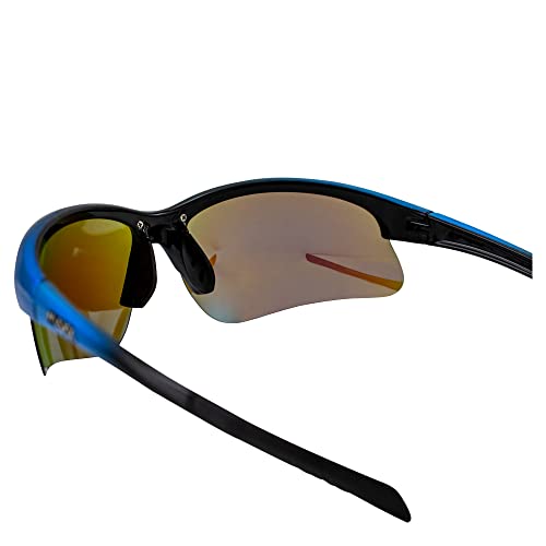 MAXX Domain Sport Golf Sunglasses Black and Blue with Polarized Blue Mirror Lens