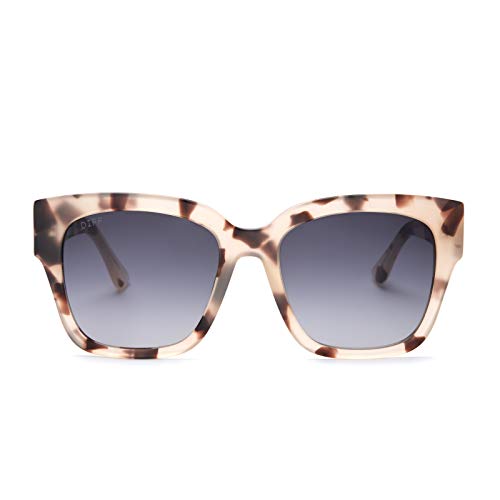 DIFF Bella II Oversized Square Sunglasses for Women UV400 Protection, Cream Tortoise + Grey Gradient