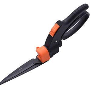 Edward Tools Swivel Hedge Shears with 360 Degree Rotation - Harden Stainless Steel Blade Lawn Scissors - Easy Edging - Ergo Grip Handle with Safety Lock