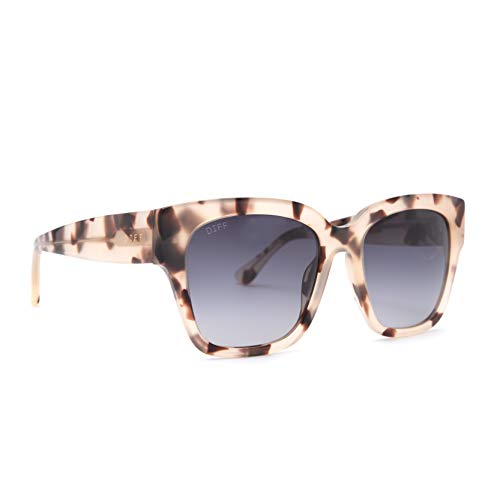 DIFF Bella II Oversized Square Sunglasses for Women UV400 Protection, Cream Tortoise + Grey Gradient