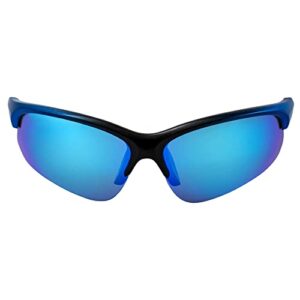 MAXX Domain Sport Golf Sunglasses Black and Blue with Polarized Blue Mirror Lens