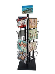 fixturedisplays® adjustable greeting card rack 4x6"-7x5" horizontal vertical post card display .pocket size: 4.5-9.9" wide x 5.8" tall, 16 pockets 11602-blk-new-npf