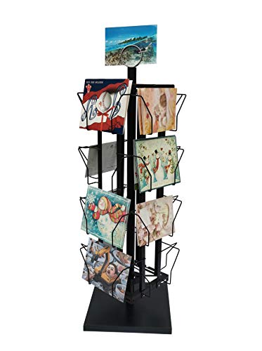 FixtureDisplays® Adjustable Greeting Card Rack 4x6"-7x5" Horizontal Vertical Post Card Display .Pocket Size: 4.5-9.9" Wide X 5.8" Tall, 16 Pockets 11602-BLK-NEW-NPF