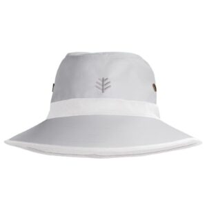 Coolibar UPF 50+ Men's Women's Matchplay Golf Hat - Sun Protective (Large/X-Large- Silver/White)