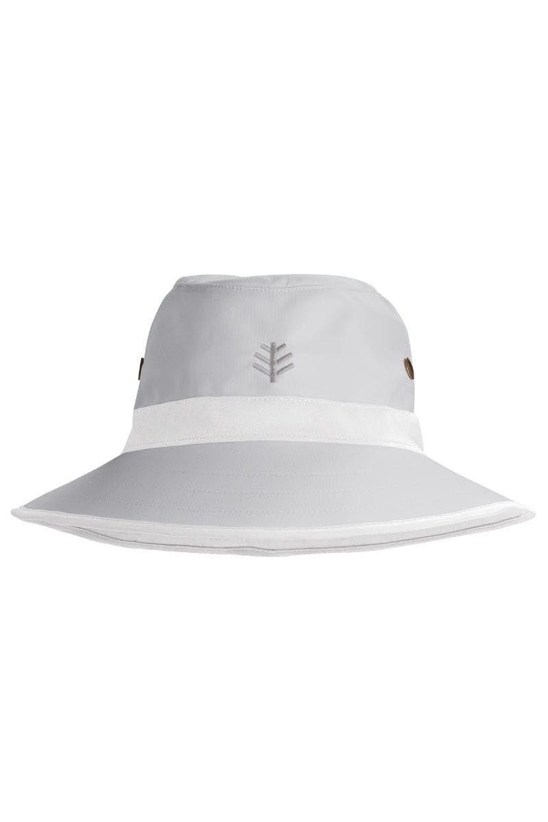 Coolibar UPF 50+ Men's Women's Matchplay Golf Hat - Sun Protective (Large/X-Large- Silver/White)