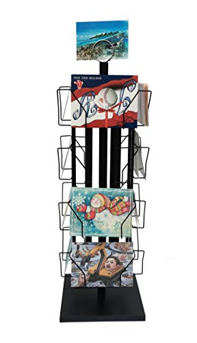 FixtureDisplays® Adjustable Greeting Card Rack 4x6"-7x5" Horizontal Vertical Post Card Display .Pocket Size: 4.5-9.9" Wide X 5.8" Tall, 16 Pockets 11602-BLK-NEW-NPF