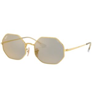 ray-ban rb1972 octagon evolve polarized sunglasses, gold/photochromic dark grey mirrored gold, 54 mm