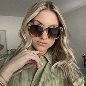 DIFF Bella II Oversized Square Sunglasses for Women UV400 Protection, Cream Tortoise + Grey Gradient