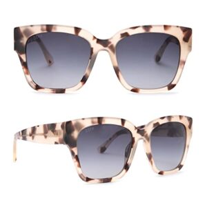 diff bella ii oversized square sunglasses for women uv400 protection, cream tortoise + grey gradient