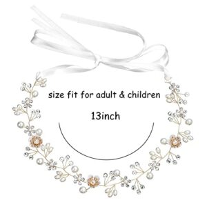 PRDGIRL 𝗪𝗲𝗱𝗱𝗶𝗻𝗴 𝗛𝗮𝗶𝗿 𝗔𝗰𝗰𝗲𝘀𝘀𝗼𝗿𝗶𝗲𝘀 𝗳𝗼𝗿 𝗞𝗶𝗱𝘀, Princess Headpiece White Flower Headband Pearl Hair Dress for Girl and Flower Girls Cute Bridal Wedding Hair Band