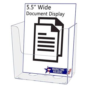 Marketing Holders 5.5" Brochure Holder Wall Mount or Countertop with Hardware Menu Pamphlets Holder Calling Cards Literature Certificate Gift Display Rack Security for Amusement Parks