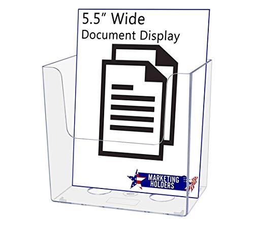 Marketing Holders 5.5" Brochure Holder Wall Mount or Countertop with Hardware Menu Pamphlets Holder Calling Cards Literature Certificate Gift Display Rack Security for Amusement Parks