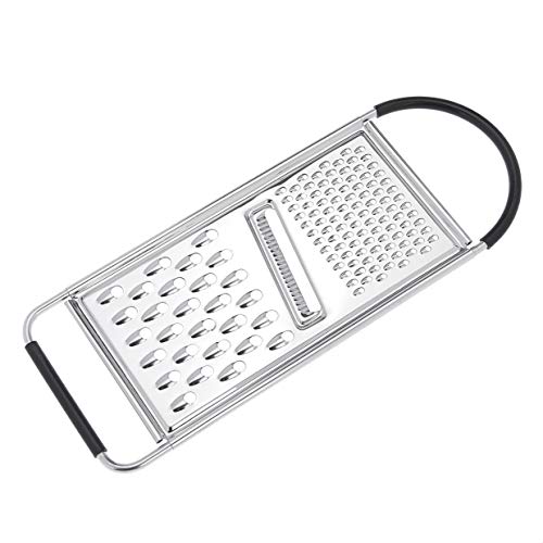 Amazon Basics Rectangular Stainless Steel Flat Cheese Grater with Non-Slip Handle and Base, Black (Previously AmazonCommercial brand)