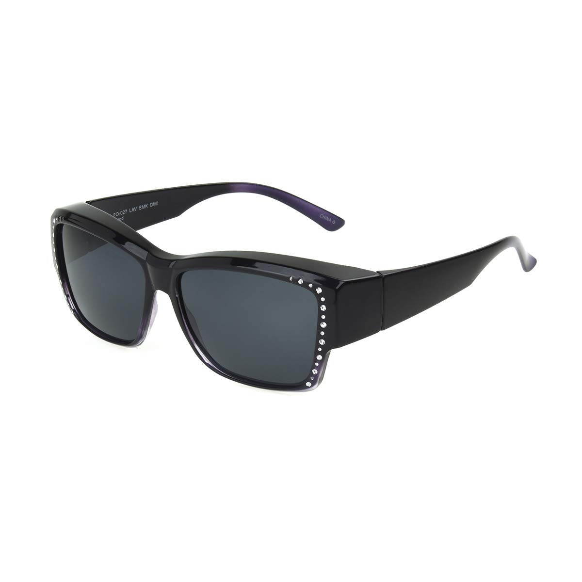 Dioptics Solar Shield-Lucy Polarized Square Fits Over Sunglasses, Purple, Medium