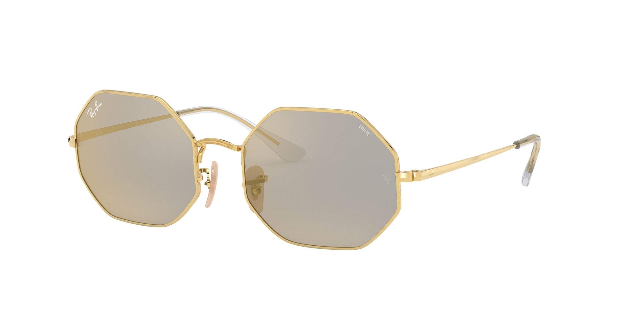 Ray-Ban Rb1972 Octagon Evolve Polarized Sunglasses, Gold/Photochromic Dark Grey Mirrored Gold, 54 mm