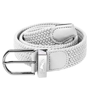 Surprizeshop Super Stretch Woven Webbing Belt | Womens Golf Belt | ONE SIZE FITS MOST | Reinforced PU Tip (White)